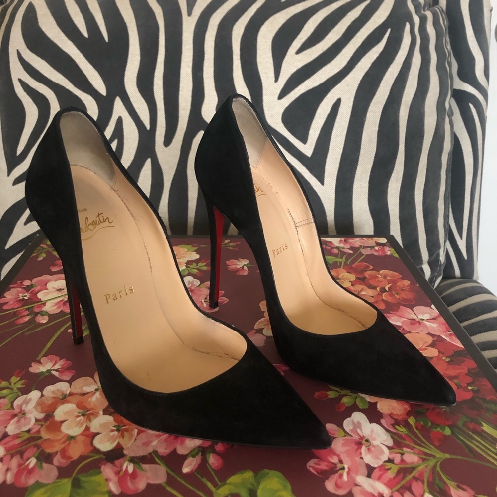 Christian Louboutin Black Suede Stilettos